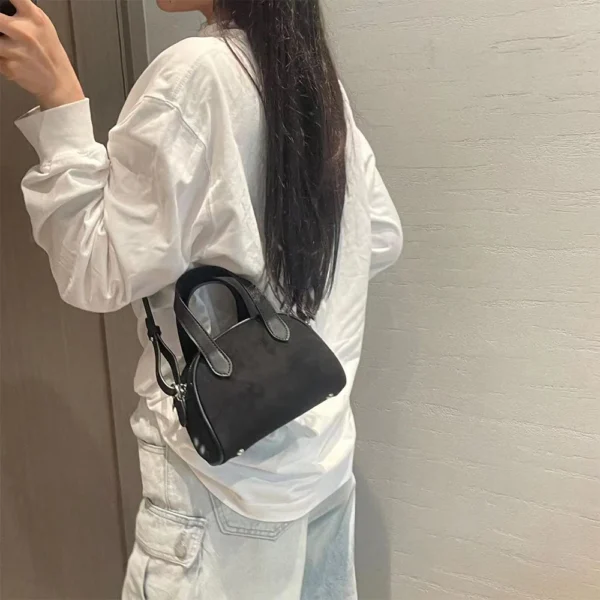 Women's Vintage Boston Bag Solid Suede Casual Handbags Large Capcity Casual Commute Shoulder Pack Fashion Crossbody Bags