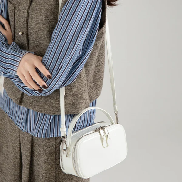 Korean Glossy Small Crossbody Bags for Women Simple Solid Color PU Leather Handbags Female Fashion Shoulder Bag