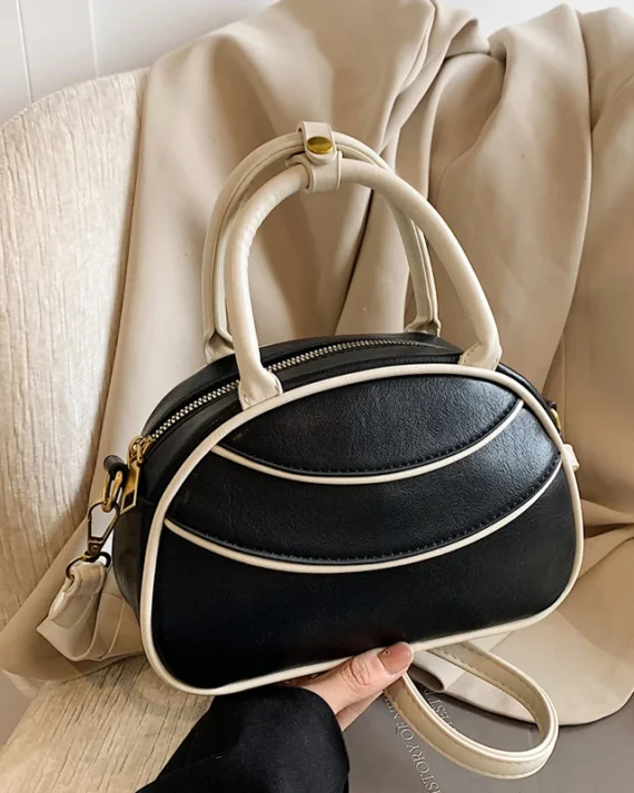 Small PU Leather Crossbody Bag for Women Travel Handle Handbag Vintage Shoulder Messenger Bag Ladies Zipper Purse Boston Bag