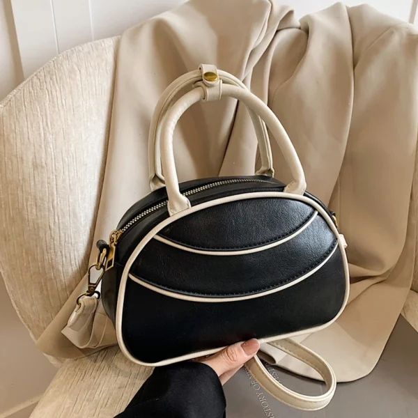 Small PU Leather Crossbody Bag for Women Travel Handle Handbag Vintage Shoulder Messenger Bag Ladies Zipper Purse Boston Bag