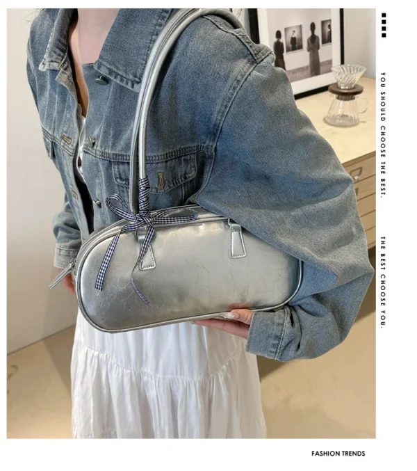 Large Capacity Silver Bag Women Portable Pillow bag All-Match Shoulder Underarm sac Women's Handbag Casual Boston Commuting Bags