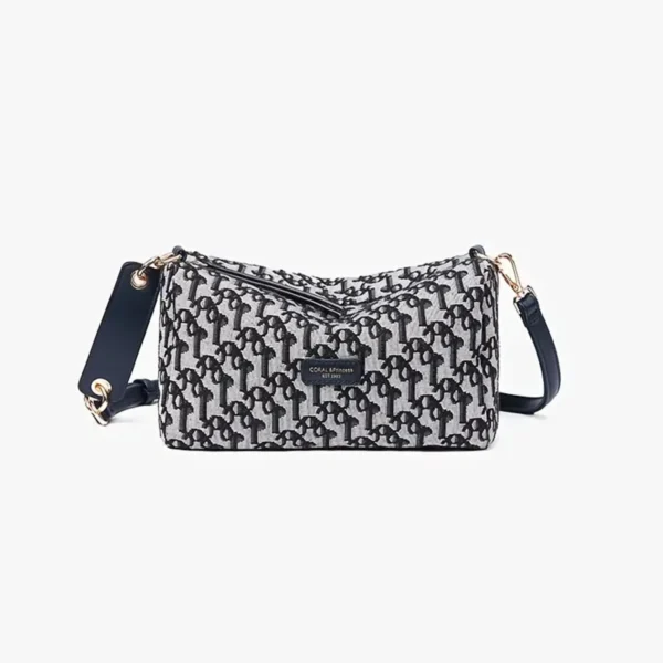 Stylish and Elegant Womens Boston Bag with Retro Geometric Pattern, Classic Crossbody Zipper, Chic Shoulder Canvas Purse