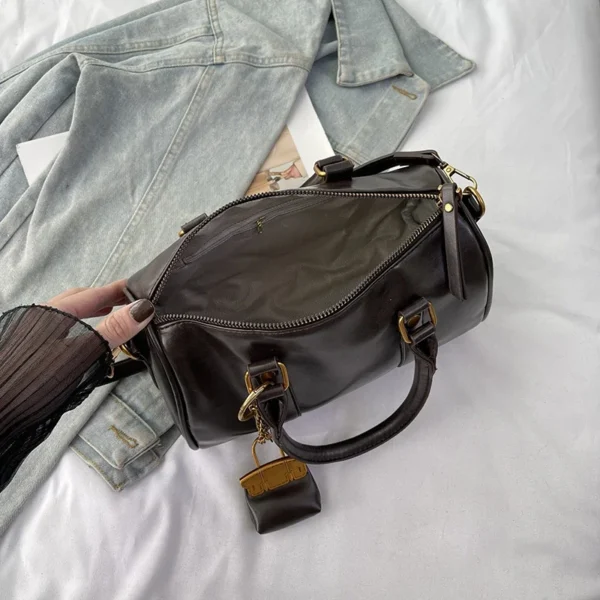 Brand Handbags For Women Vintage Pu Leather Shoulder Crossbody Bags Casual Street Small Boston Bag 2025 Designer Purses