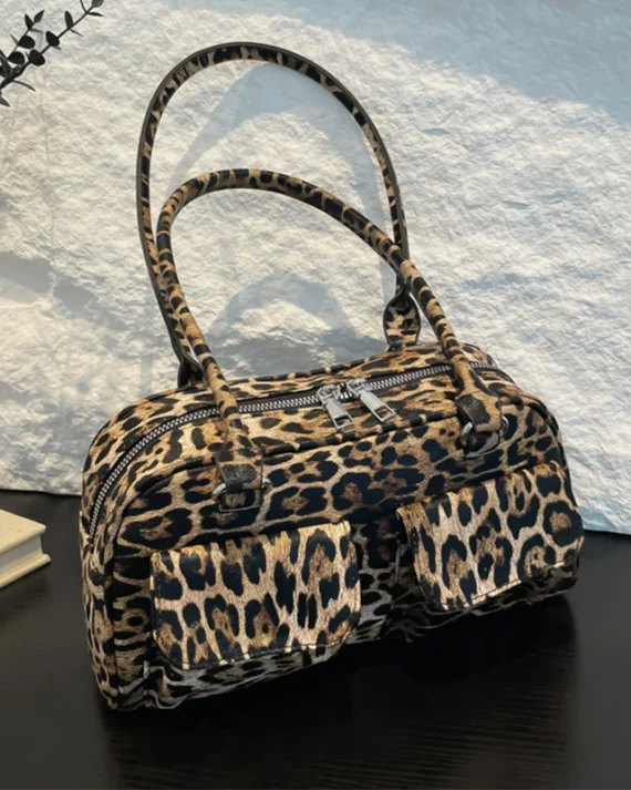 Vintage Women Business Shoulder Bags Simple Ladies Commute Tote Bag Pu Leather Female Underarm Bag Houndstooth Handbags Purse