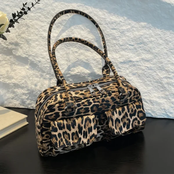 Vintage Women Business Shoulder Bags Simple Ladies Commute Tote Bag Pu Leather Female Underarm Bag Houndstooth Handbags Purse
