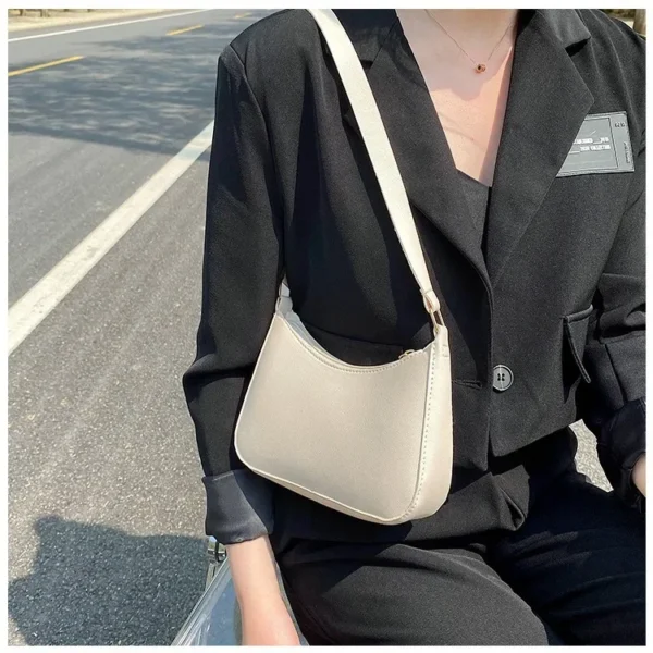 2024 New Women's Fashion Handbags Retro Solid Color PU Leather Shoulder Underarm Bag Casual Women Hobos Handbags