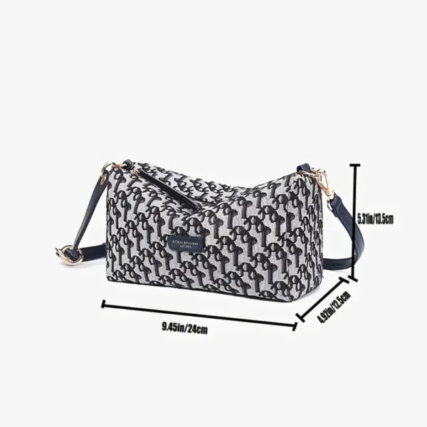 Stylish and Elegant Women's Boston Bag with Retro Geometric Pattern, Classic Crossbody Zipper, and Chic Shoulder Canvas Purse