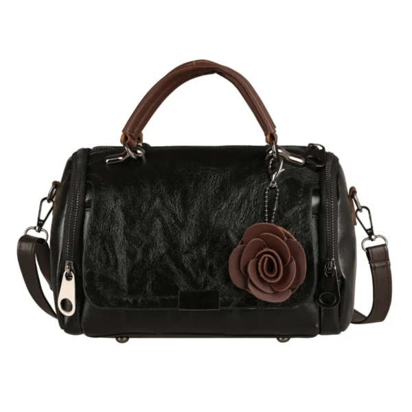 Vintage Boston , Flower Decor Crossbody Bag, Portable Double Handle Pillow Bag
