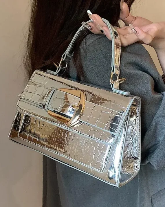 Patent Leather Bright Bread Bag Women Fashion Senior Sense One Shoulder Small Square Bags Network Red Fashion Crossbody Package