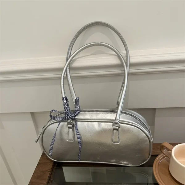 Large Capacity Silver Bag Women Portable Pillow bag All-Match Shoulder Underarm sac Women's Handbag Casual Boston Commuting Bags