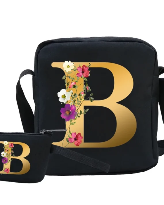 Flower Alphabet Casual Mini Crossbody Bag for Phone Bag Men Women Messenger Bag Male Small Shoulder Bag Boy Girl Canvas Bag