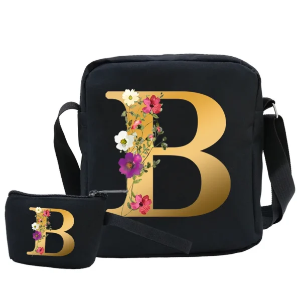 Flower Alphabet Casual Mini Crossbody Bag for Phone Bag Men Women Messenger Bag Male Small Shoulder Bag Boy Girl Canvas Bag