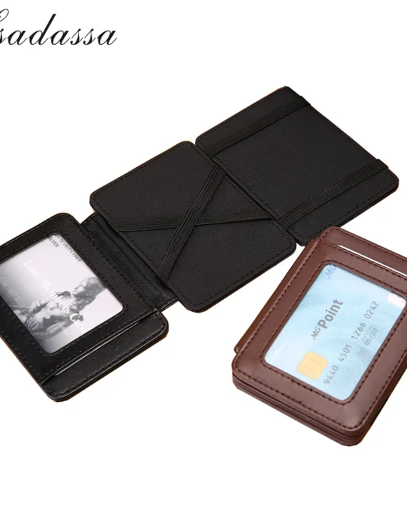 Portable Tri-fold Magic Wallet For Men Small Purse Credit Card Holder Mini Money Bag PU Leather Cash Clip