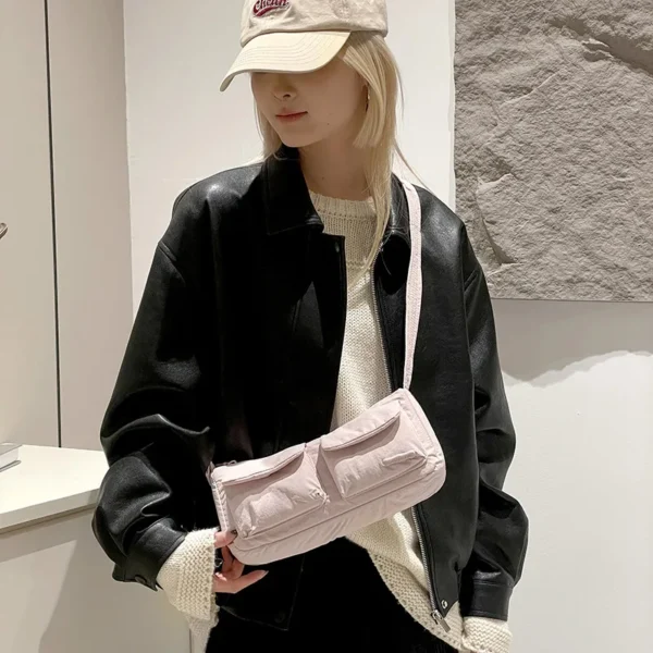 New Japanese and Korean women's nylon fabric motorcycle bag for leisure commuting, artistic and cute shoulder bag bolsos de muje