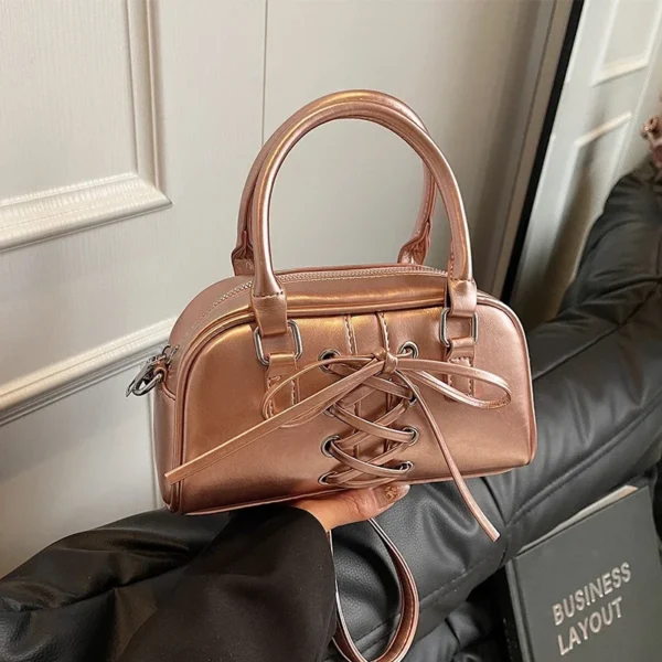 Boston Tote Bag For Women Solid Color Pu Leather Shoulder Bag Large Capacity Travel bolsa feminina Luxury Rose Gold Handbag