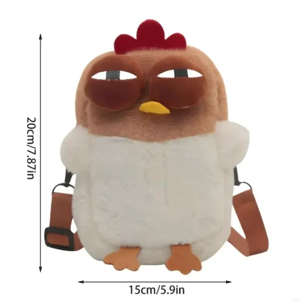 D46D Cute Plush Chicken Pouches Crossbody Purse Coin Wallet Stylish Shoulder Bag for Children's Party Favors