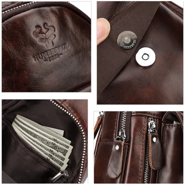 High Quality Genuine Leather Men's Chest Bag Luxury Design Multifunction Cowhide Crossbody Bag For travel Men Shoulder Bags